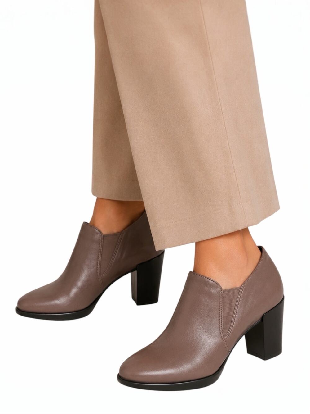 Ecco Shape 55 Plateau Stack Ankle Boots Leather Dark Brown Size 41